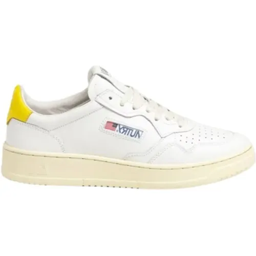 Vintage weiße und gelbe Ledersneaker , Damen, Größe: 40 EU - Autry - Modalova