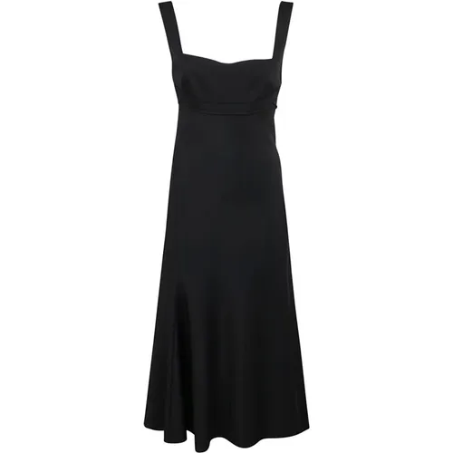 Stretch Cady Flare Midi Dress , female, Sizes: S - Victoria Beckham - Modalova