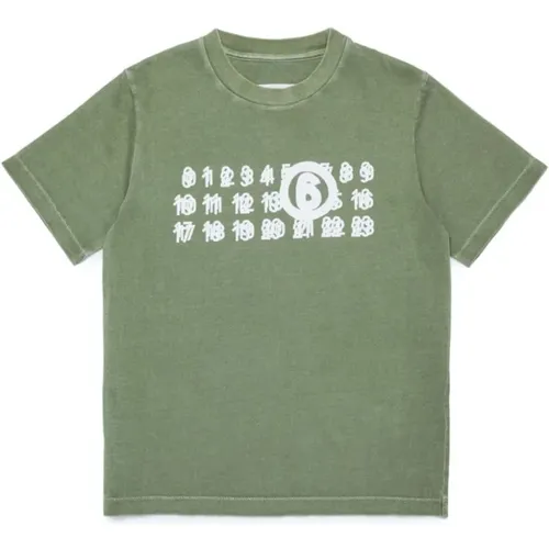 Grünes Numbers Print Kinder T-shirt - MM6 Maison Margiela - Modalova