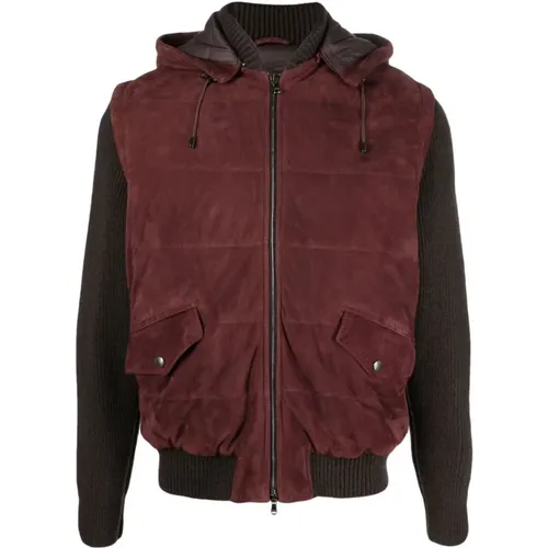 Vento Suede Jacket with Detachable Hood , male, Sizes: L - Barba - Modalova