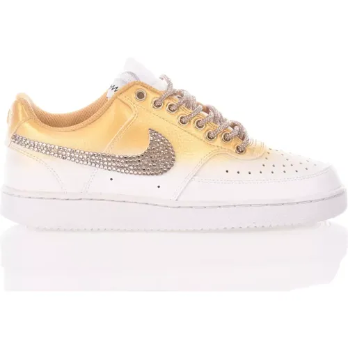 Handmade White Gold Sneakers , female, Sizes: 7 1/2 UK, 9 UK, 7 UK, 8 UK, 3 UK, 5 1/2 UK, 3 1/2 UK, 5 UK, 4 1/2 UK, 2 1/2 UK, 6 UK - Nike - Modalova