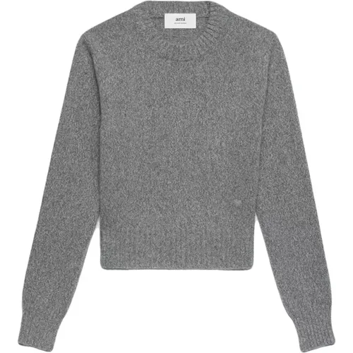 Cashmere Sweater in Grey , female, Sizes: L, XS, M - Ami Paris - Modalova