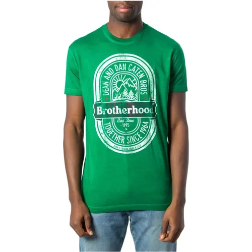 Stylisches Grünes Bedrucktes Herren T-Shirt , Herren, Größe: XS - Dsquared2 - Modalova