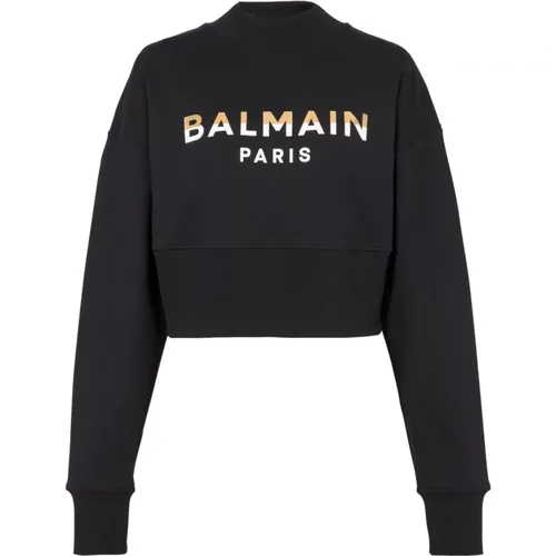 Kurzes Sweatshirt mit Paris-Print - Balmain - Modalova