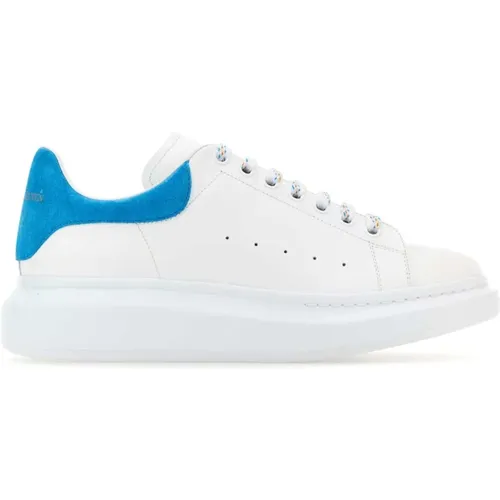 Weiße Ledersneaker mit hellblauem Wildlederabsatz , Herren, Größe: 39 EU - alexander mcqueen - Modalova