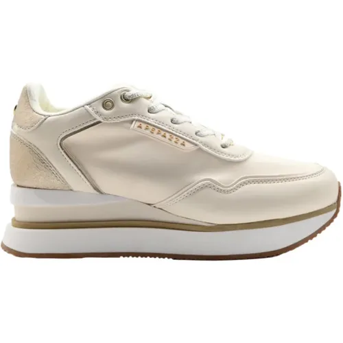 Mid-High Cream Platinum Sneakers , Damen, Größe: 35 EU - Apepazza - Modalova