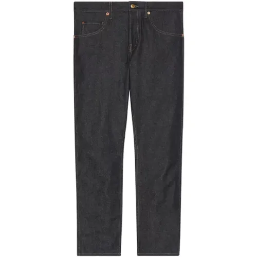 Horsebit slim-fit denim jeans , male, Sizes: W33, W32 - Gucci - Modalova