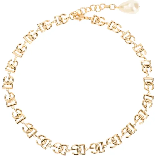 Goldenes Logo Messing Halskette - Dolce & Gabbana - Modalova