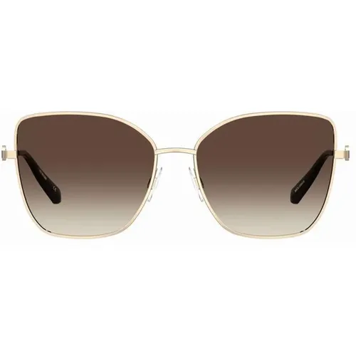 Sonnenbrille aus der Metal Kollektion mit roségoldenem Rahmen und brauner Verlaufslinse - Love Moschino - Modalova