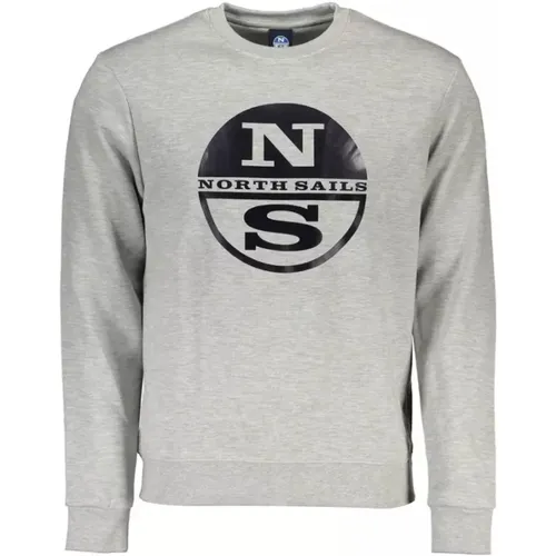 Cotton Sweater, Long-Sleeved, Round Neck, Print, Logo , male, Sizes: XL - North Sails - Modalova