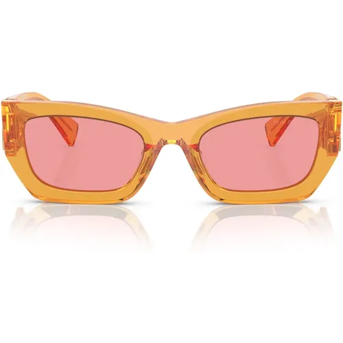 Rectangular Oversize Sunglasses with Golden Logo , female, Sizes: 53 MM - Miu Miu - Modalova