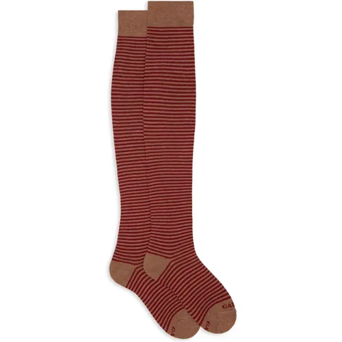 Beige Windsor Stripe Overknee-Socken , Damen, Größe: S - Gallo - Modalova