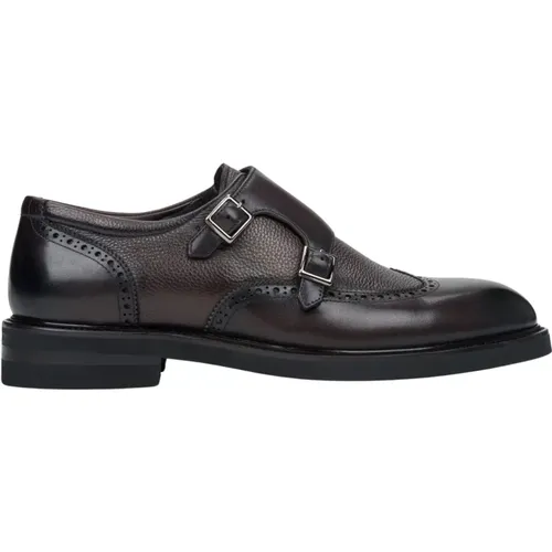 Men's Saddle Leather Brogues with Monk Straps Er00116155 , male, Sizes: 8 UK, 7 UK, 5 UK, 11 UK, 10 UK, 6 UK, 9 UK - Estro - Modalova