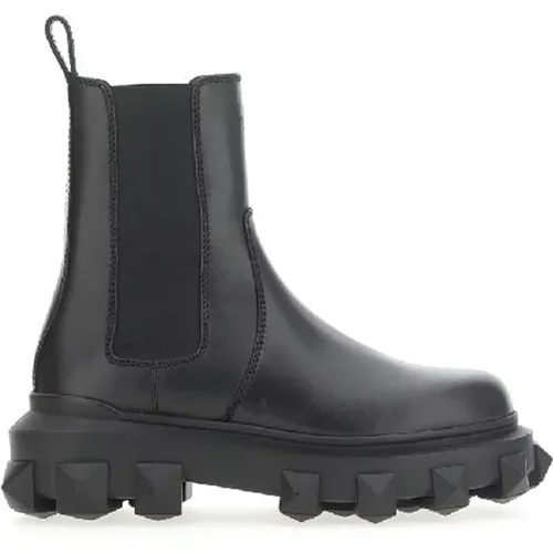 Trackstud Leather Boots , male, Sizes: 8 UK - Valentino Garavani - Modalova