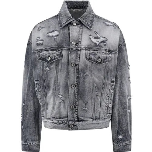 Grey Cotton Jackets & Denim Jacket , male, Sizes: L - Dolce & Gabbana - Modalova
