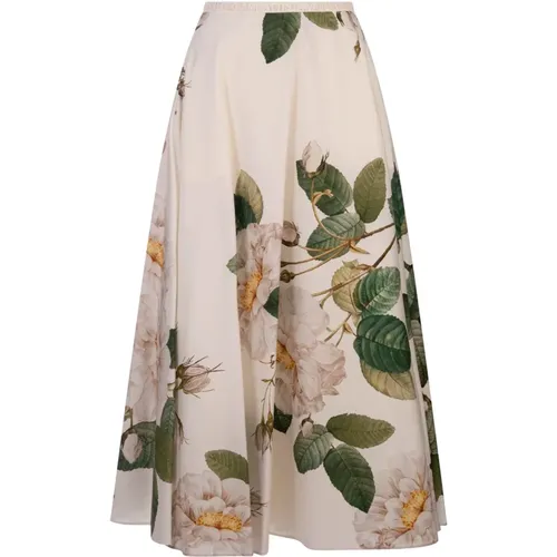 White Green Midi Skirt Giant Bloom , female, Sizes: XS - Giambattista Valli - Modalova