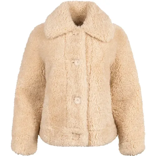 Melina Jacket - Sand Faux Fur Boxy Coat , female, Sizes: XS - Stand Studio - Modalova