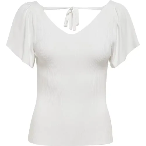 Weiße V-Ausschnitt Damen T-Shirt - Only - Modalova