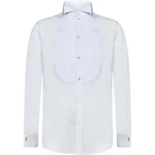Weißes gestreiftes Plastron-Smokinghemd , Herren, Größe: 3XL - Emporio Armani - Modalova