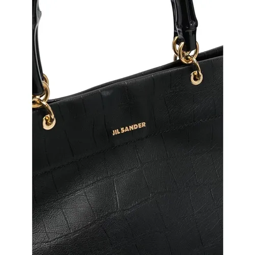 Crocodile Print Tote Bag with Gold Hardware , female, Sizes: ONE SIZE - Jil Sander - Modalova