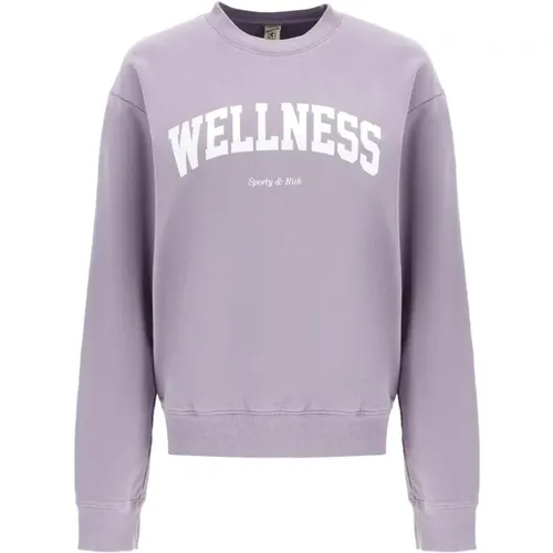 Sweatshirt mit kontrastierendem Wellness-Print , Damen, Größe: M - Sporty & Rich - Modalova