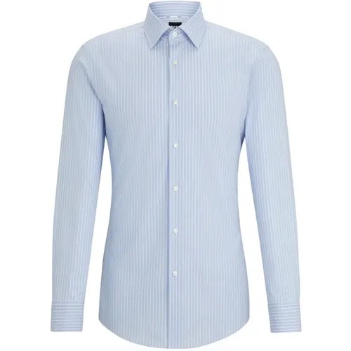 Striped Cotton Shirt in Light Blue , male, Sizes: 3XL, 2XL - Boss - Modalova