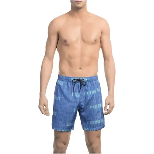 Blaue All-Over Print Badehose , Herren, Größe: M - Bikkembergs - Modalova