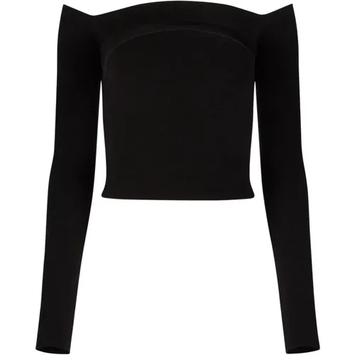 Schwarzes Bardot Neckline Top , Damen, Größe: L - Nina Ricci - Modalova