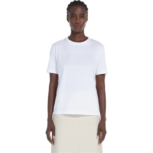 Short-sleeve cotton jersey t-shirt with embossed logo , female, Sizes: XS, S - Max Mara - Modalova