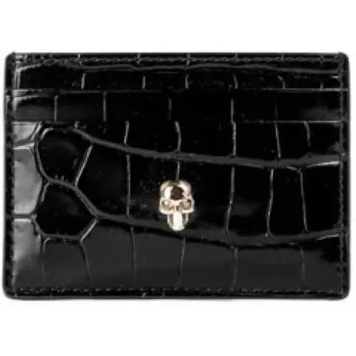 Crocodile Effect Card Holder , unisex, Sizes: ONE SIZE - alexander mcqueen - Modalova