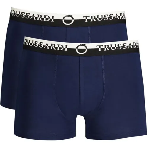 Blaue Baumwoll-Boxershorts Elastischer Bund , Herren, Größe: XL - Trussardi - Modalova