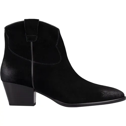 Schwarze Wildleder Stiefeletten mit 5cm Absatz - Ash - Modalova