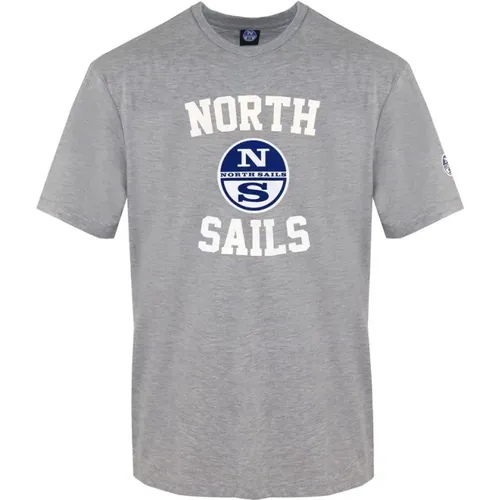 Maritimes Graues Rundhals-Herren-T-Shirt , Herren, Größe: L - North Sails - Modalova