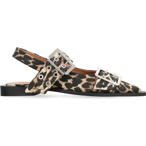 Leopard Pointy Toe Slingback Pumps , Damen, Größe: 39 EU - Ganni - Modalova