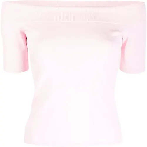 Powder Rose Off-Shoulder Stricktop , Damen, Größe: S - alexander mcqueen - Modalova