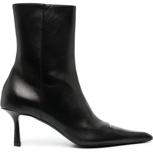 Viola Leather Boots with Gold-Tone Logo , female, Sizes: 4 UK, 6 UK, 5 UK - alexander wang - Modalova