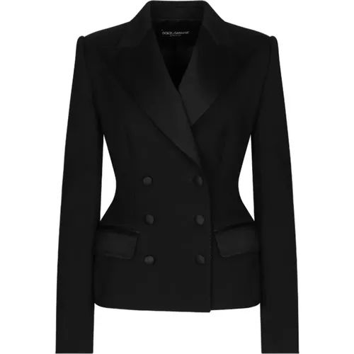 Doppelreihiger Blazer Schwarz Spitzes Revers - Dolce & Gabbana - Modalova