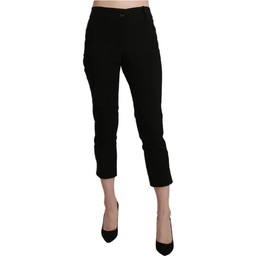 Schwarze High-Waist Skinny Cropped Hose , Damen, Größe: XL - Bencivenga - Modalova