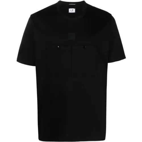Normales T-Shirt in Weiß , Herren, Größe: L - C.P. Company - Modalova