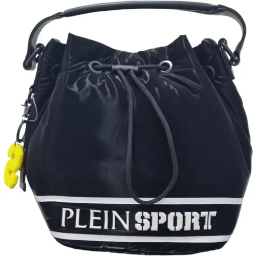 Schwarze Handtasche mit Frontlogo - Plein Sport - Modalova