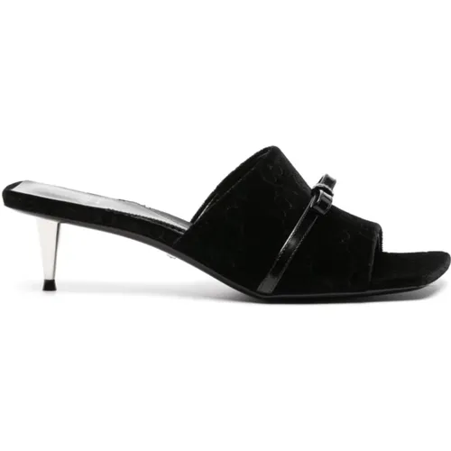 Velvet Signature Sandals , female, Sizes: 5 1/2 UK, 4 1/2 UK - Gucci - Modalova
