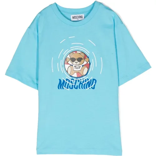 Blauer Bärenlogo T-shirt Moschino - Moschino - Modalova