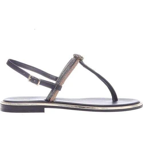 And Gold Rhinestone Flip Flops , female, Sizes: 5 UK, 8 UK - Paola Fiorenza - Modalova