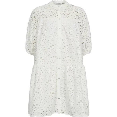 Weiße Anglaise-Kleid mit Puffärmeln , Damen, Größe: M - Co'Couture - Modalova