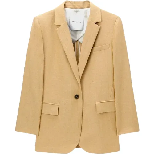 Single-button regular jacket in cotton-linen , female, Sizes: S, 2XS, XS - Pomandère - Modalova
