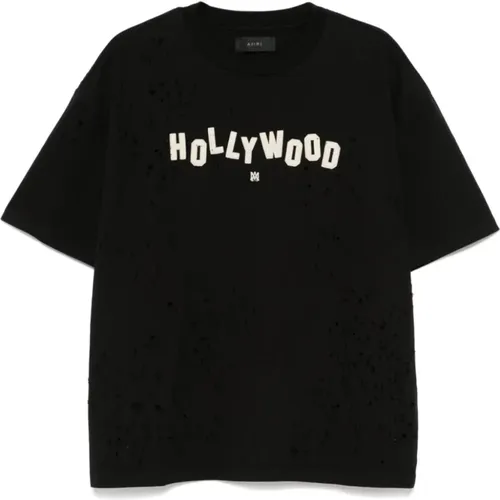 Cotton Jersey T-shirt with Hollywood Patch , male, Sizes: M, XL, L, S - Amiri - Modalova