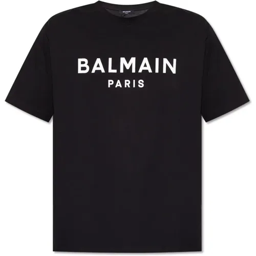 T-shirt with logo , male, Sizes: L - Balmain - Modalova