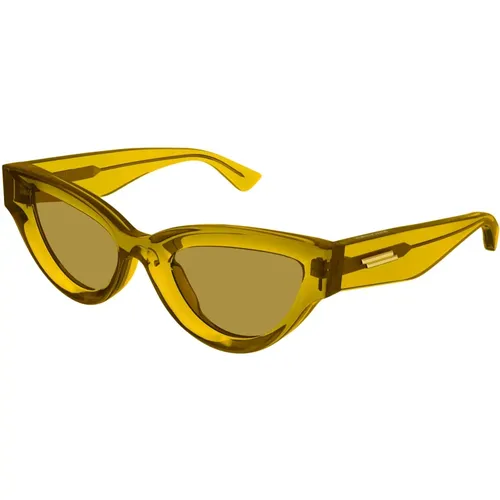 Gelbe Sonnenbrille Bv1249S , Damen, Größe: 53 MM - Bottega Veneta - Modalova