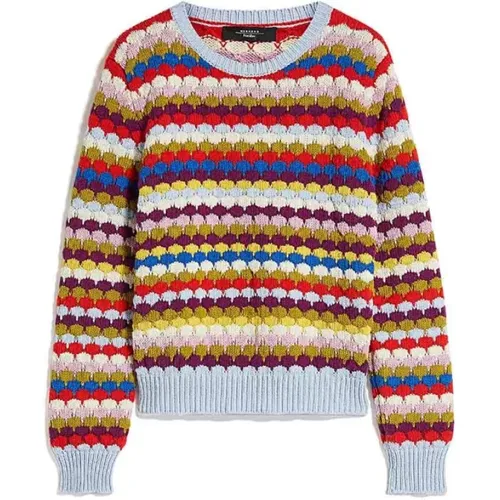 Cotton Blend Sweater with Fan Stitch , female, Sizes: XL - Max Mara Weekend - Modalova