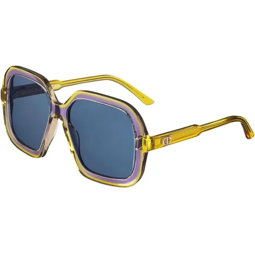 Square Purple and Yellow Sunglasses with Blue Lenses , female, Sizes: 57 MM - Dior - Modalova